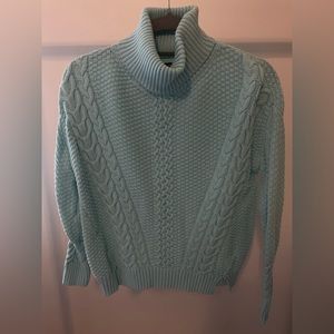 Light Blue Woven Turtleneck Sweater
